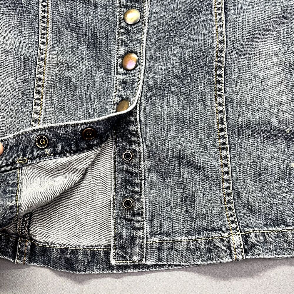 Gap Vintage Jean Skirt‎ Womens Size 4 Blue Denim Snap Button Front Y2K Pockets - Picture 5 of 12
